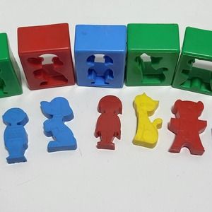Vintage Children's Puzzle Blocks 1971 Plastic Toy Block Primary Colors Kohner